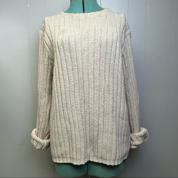 Vintage 80s 90s Y2K Polo Ralph Lauren Oatmeal Boatneck Straight Hem Swea… - Picture 1 of 6